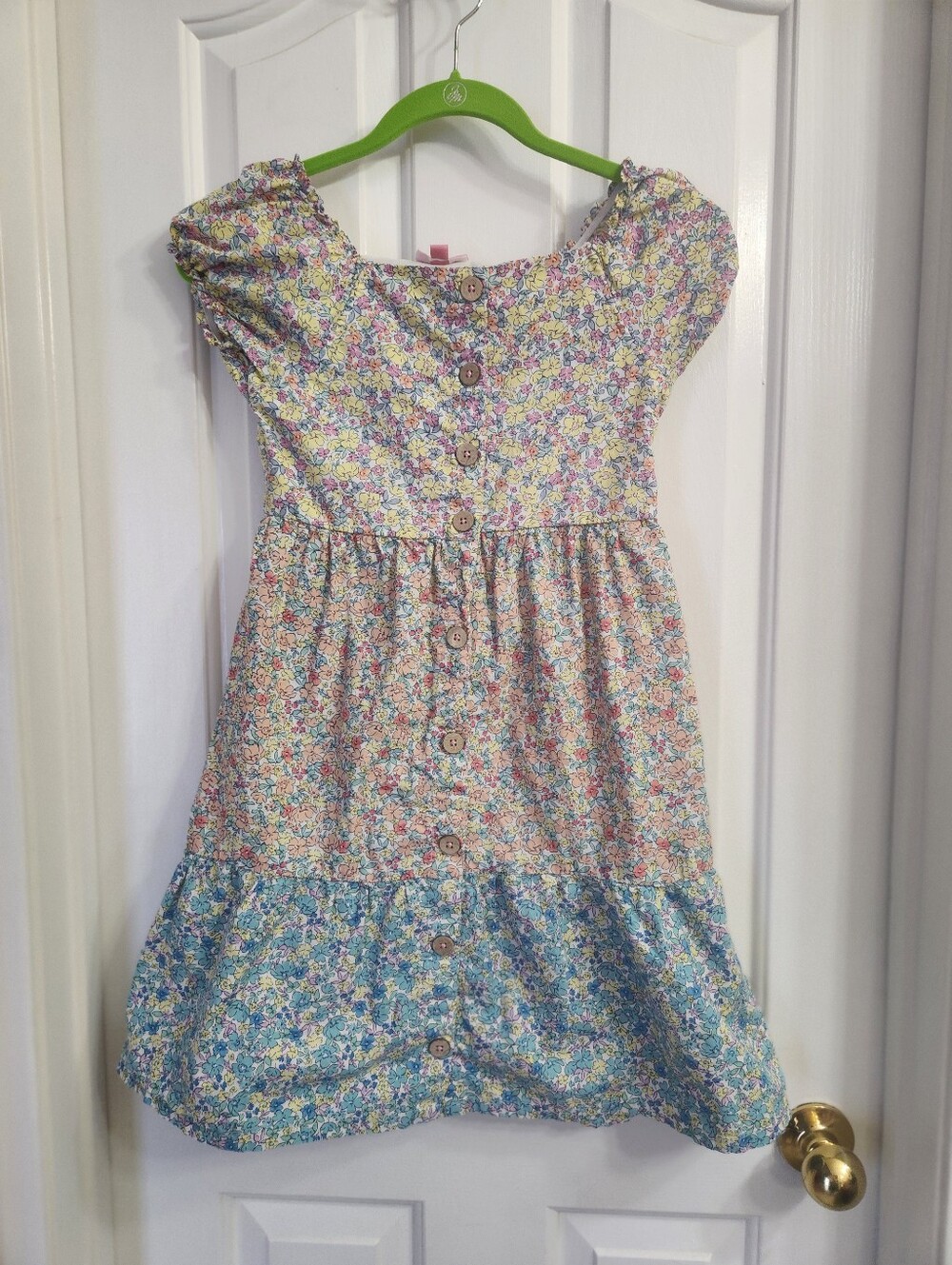 Penelope Mack Multicolor Floral Button-Front Tiered Dress